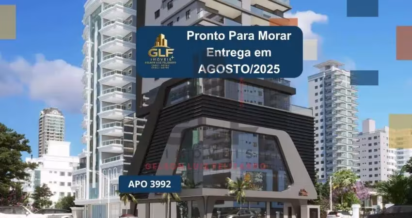 Apto pronto em itapema/sc bairro meia praia, com 120m²área privativa sendo 3 suítes, 2 vagas de garagem, área de lazer completa