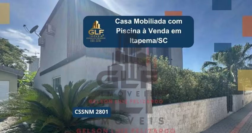 Casa mobiliada com piscina a venda em itapema/sc. casa com 3 dormitórios, sendo 1 suíte e 2 vagas de garagem. bem localizada