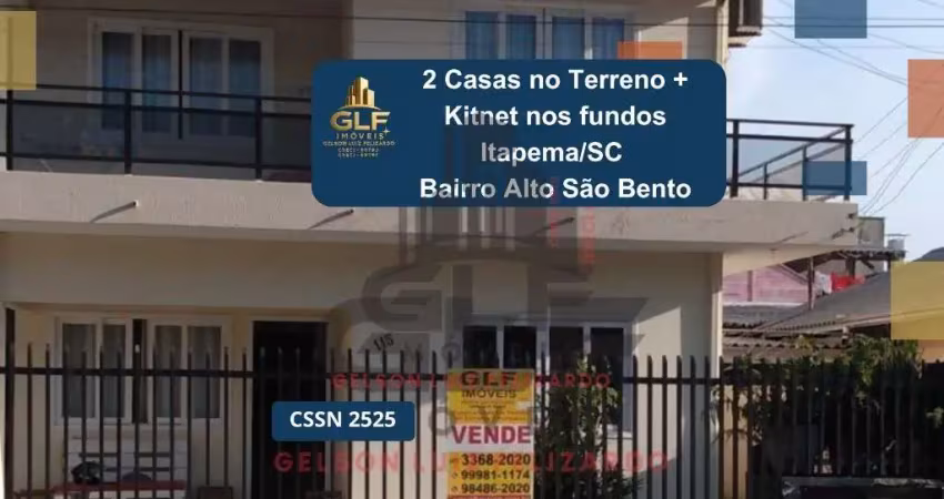 2 casas no terreno + kitnet nos fundos na cidade de itapema/sc no bairro alto são bento. terreno conta com 252 m² sendo 12 x 21. renda extra aluguel
