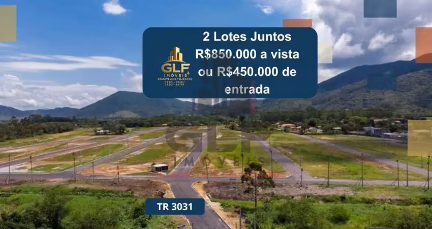 2 lotes juntos a vista r$ 850mil ou r$ 450mil de entrada +147  x 6.500 na cidade de itapema/sc no bairro morretes, totalizando 400m2. campo verde.
