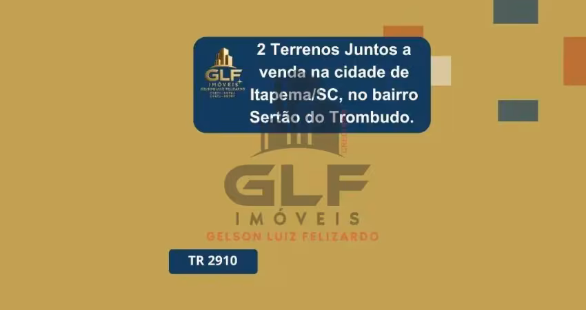2 terrenos juntos a venda na cidade de itapema/sc, no bairro sertão do trombudo. com metragem de 576 m² total sendo 24x24. contém 1 casa com 99 m²