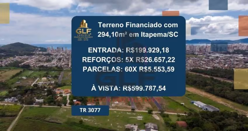 Terreno à venda na cidade de itapema/sc no bairro morretes, com metragem de 294,10m². entrada e saldo parcelado em 60x. oportunidade única!