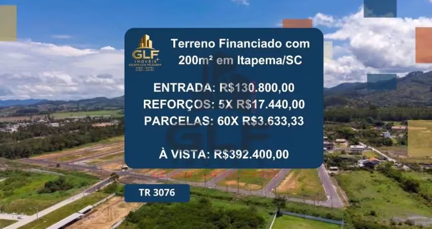 Terreno à venda na cidade de itapema/sc no bairro morretes, com metragem de 200m². entrada e saldo parcelado em 60x. oportunidade única!