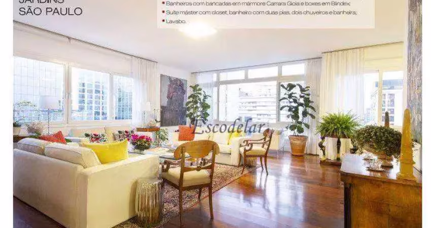 Apartamento com 4 dormitórios à venda, 293 m² por r$ 3.700.000,00 - jardins - são paulo/sp