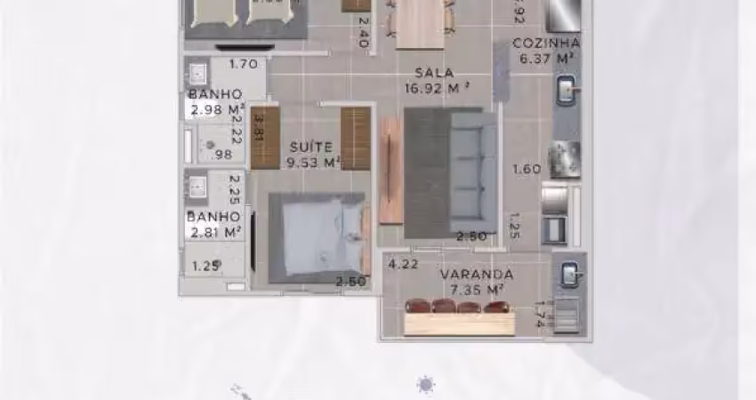 Apartamento à venda em Praia Grande, Jardim Real, com 2 quartos, 66,53m²