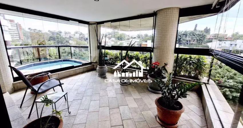 Vende apartamento penthouse com 380m², 4 suítes, 4 vagas, piscina e churrasqueira, no panamby.