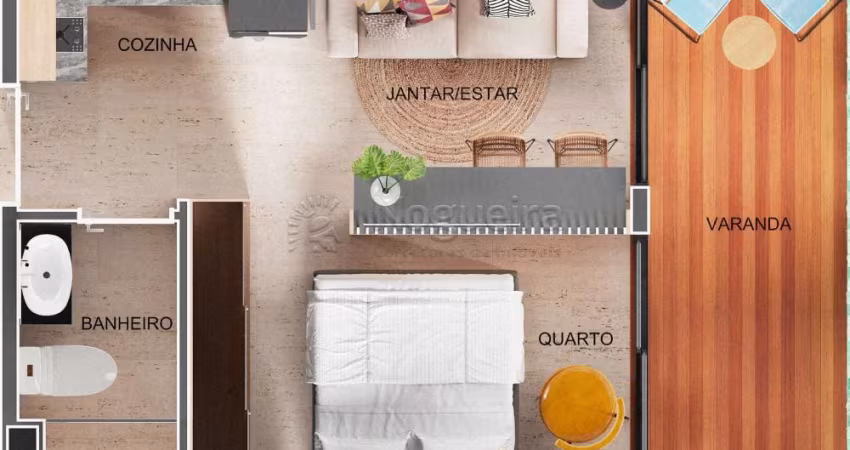 Excelente flat com varanda e cozinha localizado em Porto de Galinhas