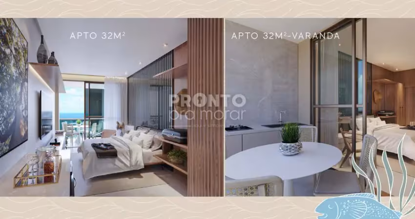 Apartamento 1 quarto suíte em muro alto - ipojuca - pe