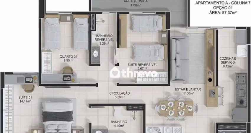 Apartamento com 3 dormitórios à venda, 87 m² por r$ 1.117.936,00 - jóquei - teresina/pi