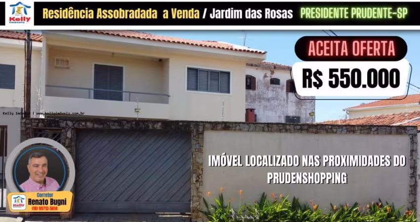 Casa para Venda em Presidente Prudente, Jardim Das Rosas, 3 dormitórios, 1 suíte, 5 banheiros, 3 vagas