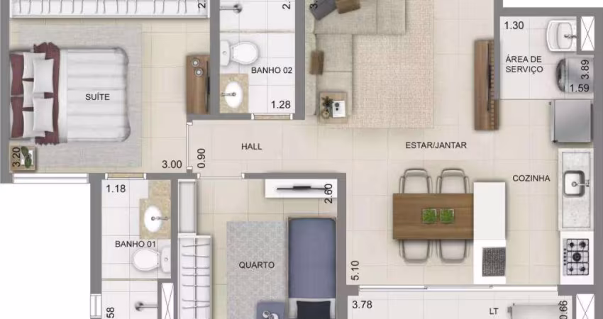 APARTAMENTO COM 3 QUARTOS - RESIDENCIAL WISH COIMBRA.