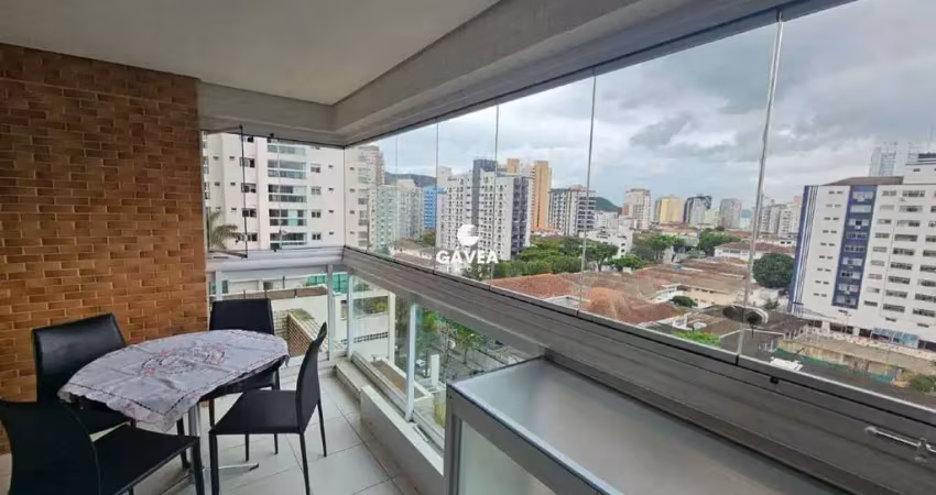 Apartamento de um dormitório com uma vaga na ponta da praia santos