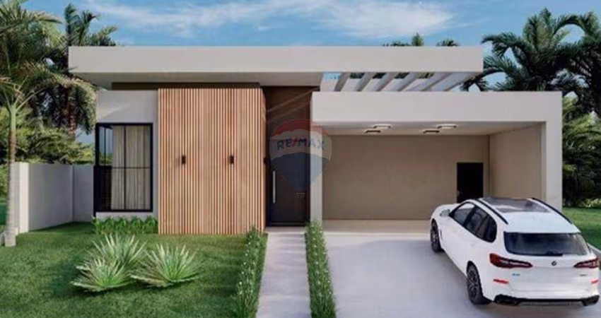 RE/MAX Aluga Casa térrea alto padrão, 210 m² de construção, com 03 suítes, área gourmet e piscina, no Residencial Arborais.