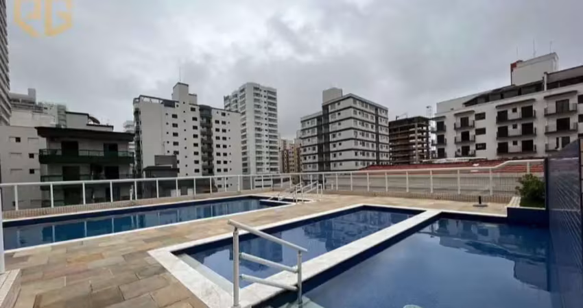 Apto 90m praia com 3 dorm sendo 1 suíte, 2 banh, 2 vagas, var. gourmet, lazer.