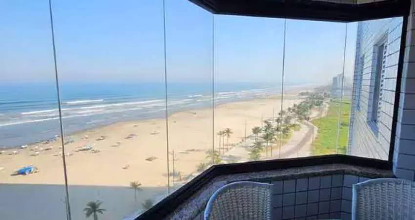 Apto 3 dorms, 1 suíte, 1 vaga, 80m², vista total para o mar, mirim, 30m da praia