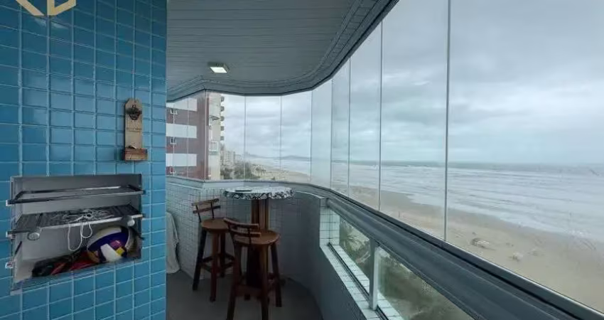 Apto frente mar com 2 dorm sendo 1 suíte, 2 banh, 1 vaga, var. gourmet, lazer