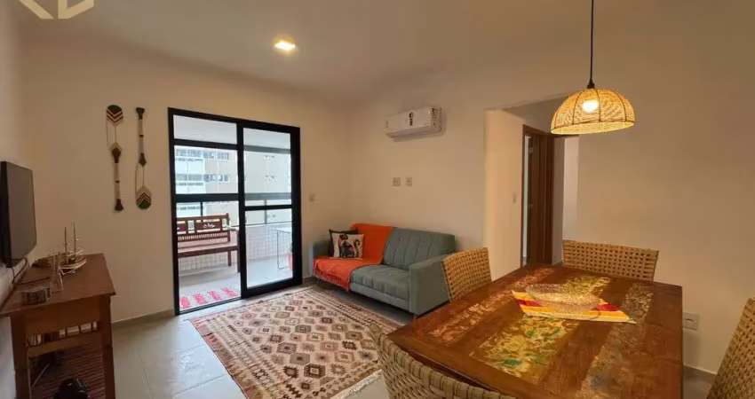 Apto 2 dorms, 1 suite, 1 vaga, 74,5m², 730m da praia, sacada gourmet, forte