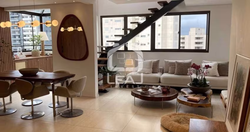 Cobertura  Duplex Cinematográfica Mobiliada  à Venda, 183 m², 2 Suítes, Lavabo, Depósito e 3 Vagas