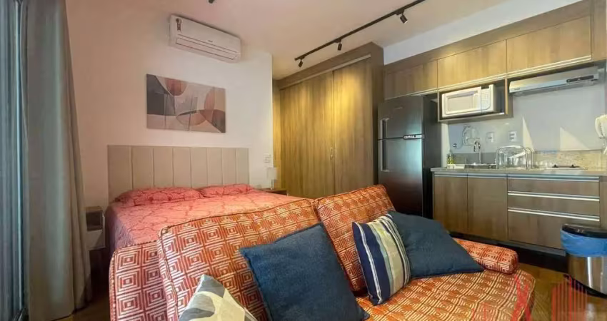 Apartamento studio mobiliado para locação com 1 dormitório, 1 vaga de garagem, com 42 m² - consolação