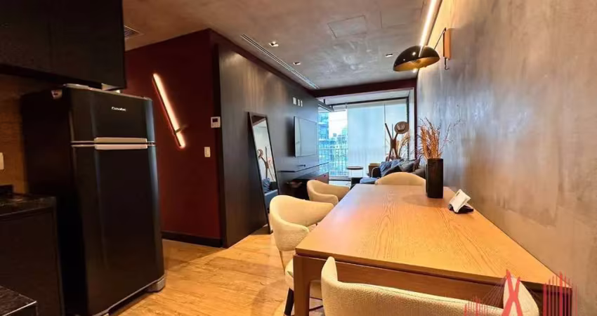 Apartamento mobiliado à venda ou locação com 1 dormitório, 1 vaga de garagem, com 60,988 m² - itaim bibi