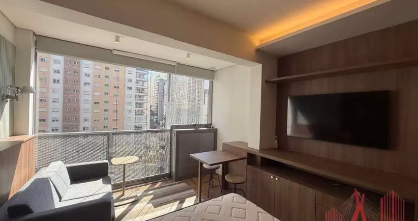 Apartamento studio mobiliado para locação com 1 dormitório, 1 vaga de garagem, com 24 m² - pinheiros