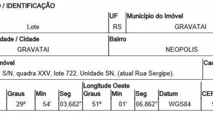 Oportunidade única em gravatai - rs | tipo: terreno | negociação: leilão  | situação: imóvel
