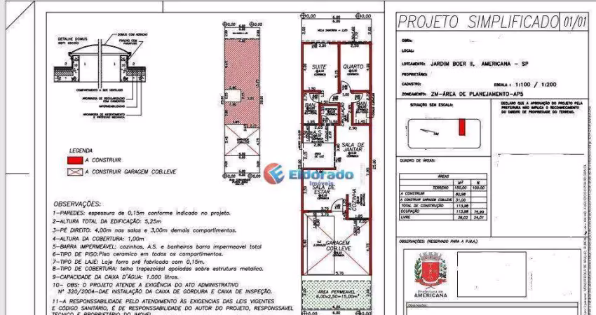 Casa com 2 dormitórios à venda, 114 m² por r$ 450.000,00 - jardim boer ii - americana/sp