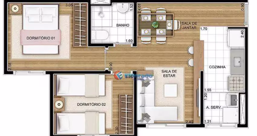 Apartamento com 2 dormitórios à venda, 48 m² por r$ 210.000,00 - loteamento novo angulo - hortolândia/sp