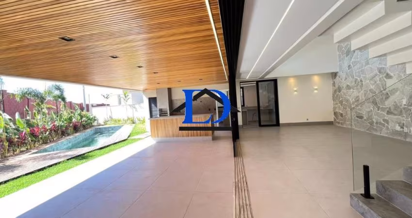 Casa de luxo em condomínio no Jardins Bolonha, Senador Canedo-GO: 4 quartos, 4 suítes, 2 salas, 5 banheiros, 4 vagas, 314,16 m².