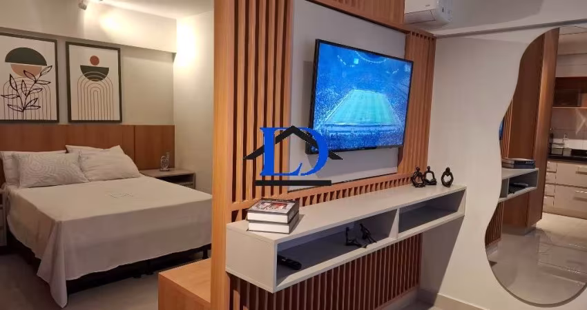 Imperdível oportunidade de investimento em apartamento de luxo no Setor Bueno, Goiânia-GO: 1 quarto, 1 suíte, 2 salas, 2 banheiros, 1 vaga e 38m².