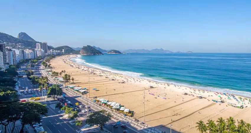 Cobertura Linear de 425m² com a melhor vista da Praia de Copacabana, 4 suítes, vaga e Prédio com segurança 24hs - Avenida Atlântica.