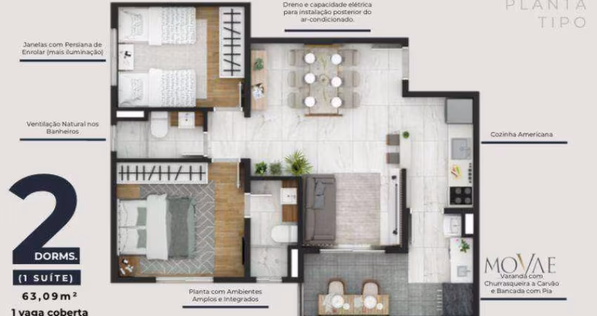 Apartamento com 2 dormitórios à venda, 63 m² por R$ 470.000,00 - Parque Industrial - São José dos Campos/SP