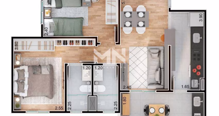 Apartamento na planta à venda, 2 quartos, 1 suíte, 1 vaga, Edifício Villa Di Trento - Itu/SP