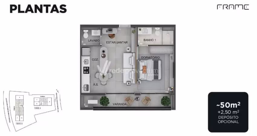 Apartamento com 1 quarto à venda na Rua Rafael Andrade Duarte, 208, Nova Campinas, Campinas