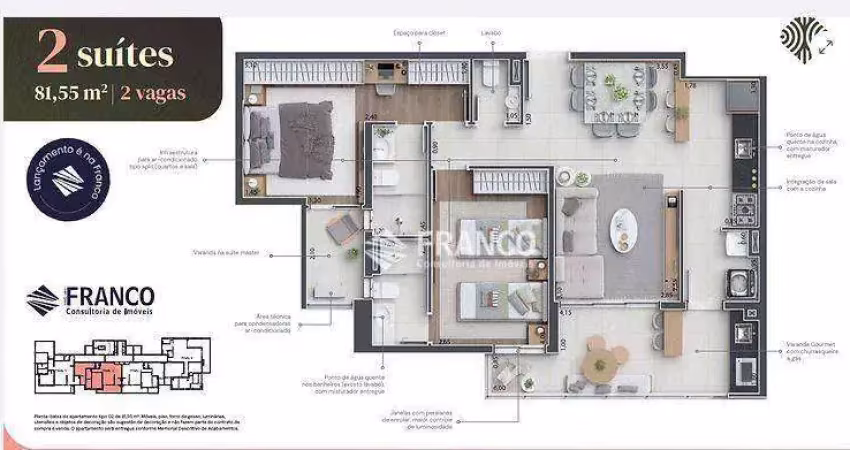 Apartamento com 2 dormitórios à venda, 81 m² por R$ 571.200,00 - Bosque Flamboyant - Taubaté/SP