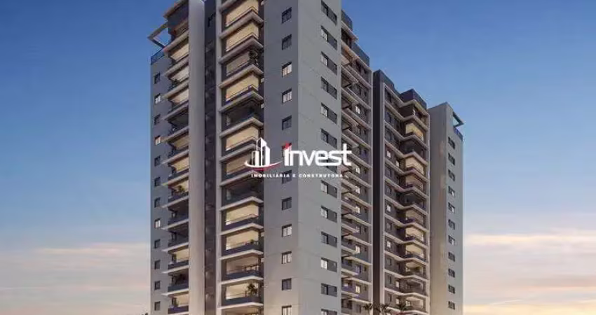 Apartamentos com 100,98m², 123,93m² e 225,65m² de área útil e todos com varanda gourmet com churrasqueira.