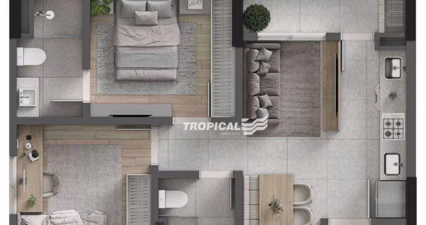 Apartamento com 2 dormitórios à venda, 55 m² por R$ 378.000,00 - Vorstadt - Blumenau/SC