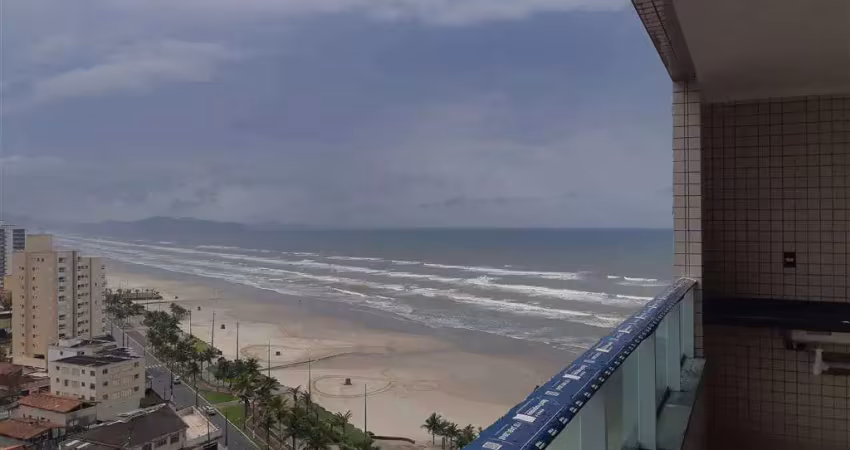 735mil - novo - 2 quartos um suite - sacada com vista livre pro mar - alto padrão - prédio frente mar