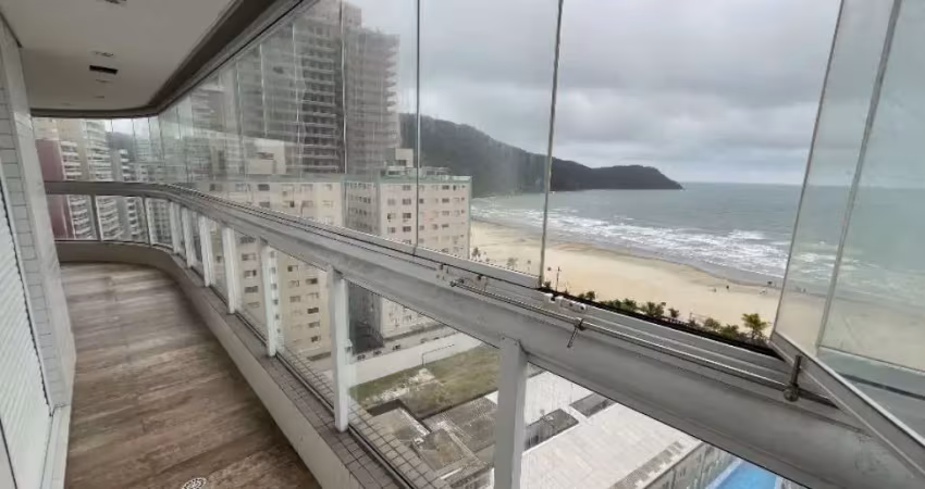 Apartamento com vista de cinema, 4 dormitórios + dependencia, mobiliado, frontal mar do canto do forte, altissimo padrão 213m de área útil, 03 vagas demarcadas