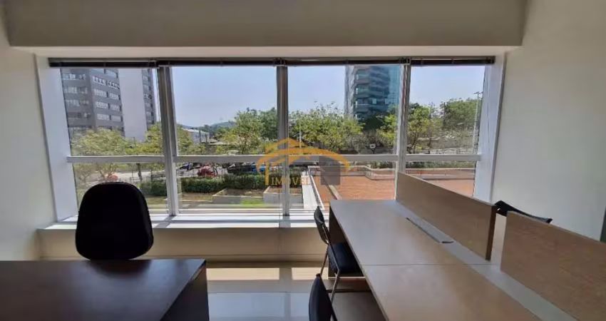 Sala comercial para locação, edifício brascan, alphaville, com 1 vaga de garagem, copa e 1 banheiro privativo.