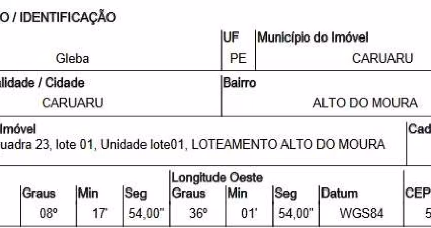 Oportunidade Única em CARUARU - PE | Tipo: Gleba | Negociação: Venda Online  | Situação: Imóvel