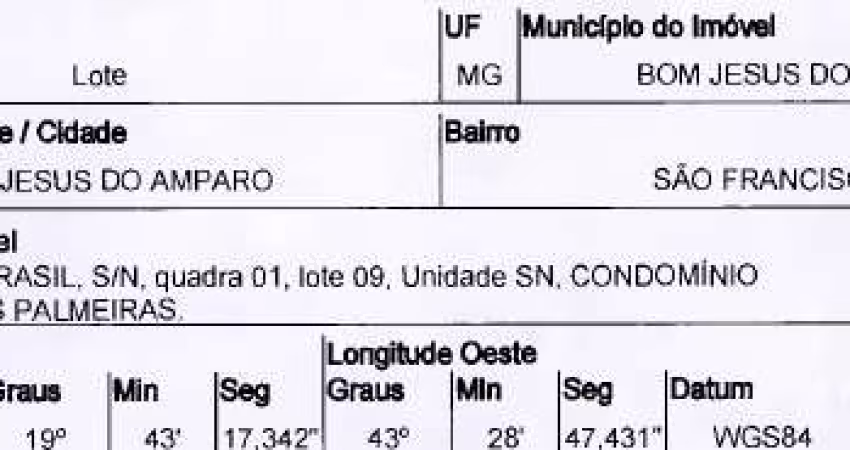 Oportunidade Única em BOM JESUS DO AMPARO - MG | Tipo: Terreno | Negociação: Leilão  | Situação: Imóvel