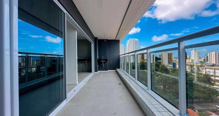 Apartamento nascente na Aldeota no 11º andar, 119m², 3 quartos, e 2 vagas.