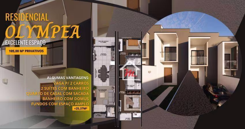 Sobrado com 2 suites à venda, 102 m² por R$ 390.000 - Velha - Blumenau/SC
