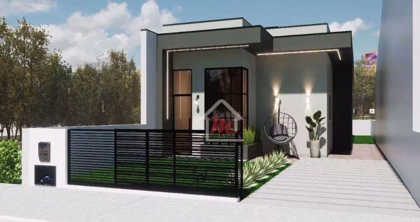 Casa térrea com 3 dormitórios, bem localizada,  amplo espaço nos fudos, à venda, 76 m² por r$ 429.900 - benedito - indaial/sc