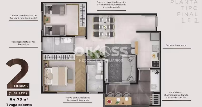 Apartamento com 2 dormitórios à venda, 64 m² por r$ 500.000,00 - parque industrial - são josé dos campos/sp