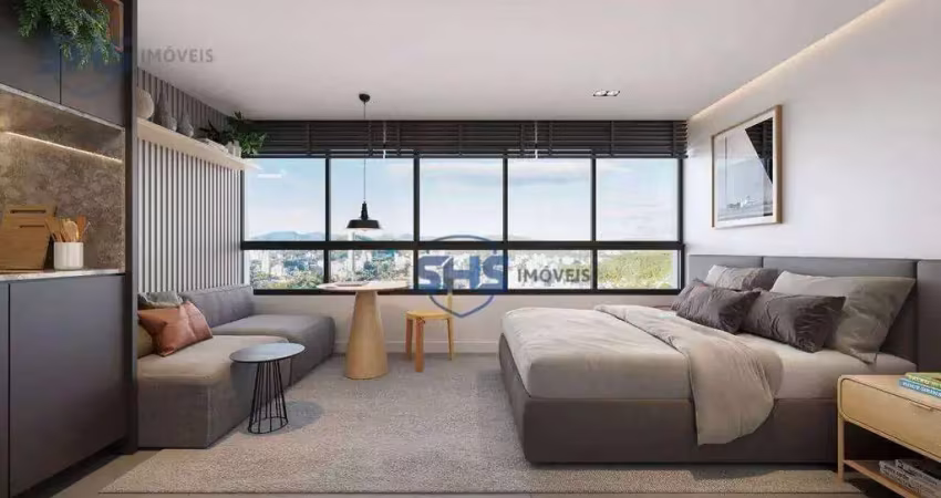 Apartamento mobiliado com 1 dormitório à venda, 24 m² por r$ 420.000 - velha - blumenau/sc