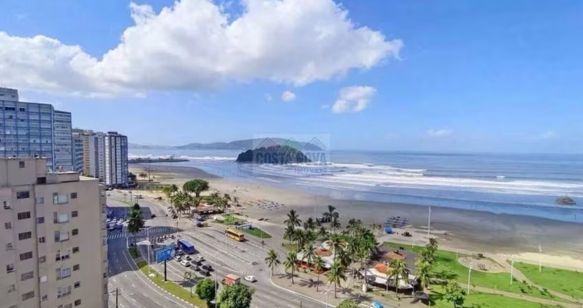 Apartamento frente mar, 2 quartos, 1 banheiro, 1 vaga de garagem