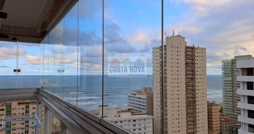 Apartamento vista com 2 dormitórios, 3 banheiros e 2 vagas de garagem na Aviação - Praia Grande - SP