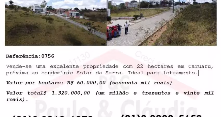 Vende-se excelente propriedade com 22 hectares em caruaru
